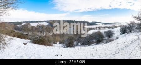 Panorama von Teviotvale im Winterschnee Stockfoto