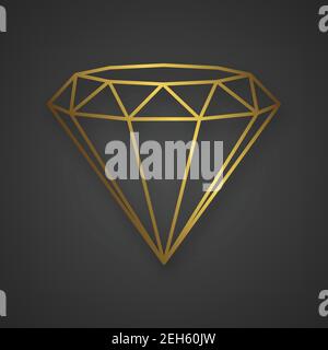 Luxus Gold Form Diamant isoliert. Vektorlinien-Logo Stock Vektor