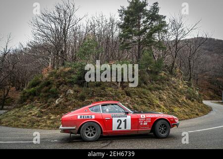 21 IKEUCHI Toshimasa (JPN), MORIKAWA Osam (JPN), DATSUN 240Z, 1972, Aktion während der Rallye Monte Carlo Historique 2020 vom 30. januar bis 4 1. februar in Monaco - Foto Alexandre Guillaumot / DPPI Stockfoto