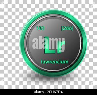 Lawrencium chemisches Element. Chemisches Symbol mit Ordnungszahl und atomarer Masse. Abbildung Stock Vektor