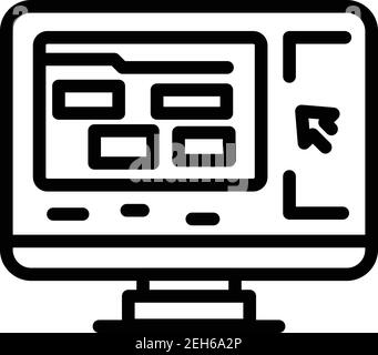 Symbol für die Interaktion mit dem Online-Monitor. Umriss Online Monitor Interaktion Vektor-Symbol für Web-Design isoliert auf weißem Hintergrund Stock Vektor