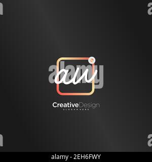 AW Initial Letter Handschrift Logo handgezeichnet bunte Box Vektor, Logo für Schönheit, Kosmetik, Hochzeit, Mode und Business, Und andere Stock Vektor