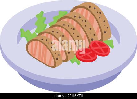 Mit Fleisch-Ikone garnieren. Isometrische Garnierung mit Fleisch Vektor-Symbol für Web-Design isoliert auf weißem Hintergrund Stock Vektor