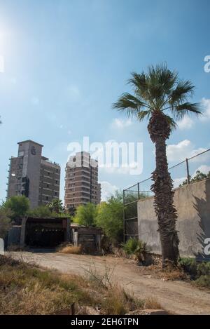 Verlassene Hotels in Varosha Geisterstadt, Famagusta, Nordzypern Stockfoto