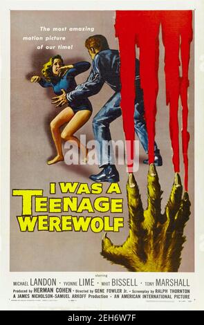 Reynold Brown entwarf Filmposter für I was a Teenage Werwolf mit Michael Landon Stockfoto