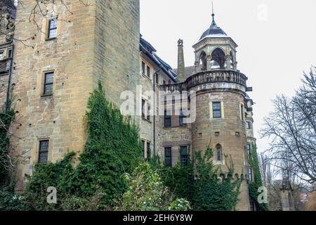 Landschaft rund um Burg Neuenstein in Hohenlohe im Winter Stockfoto