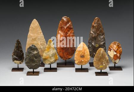 Neun Bifaces, Acheulean, 700.000-200.000 B.C. Stockfoto