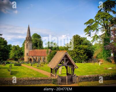 St Gregorys Welford bei Hungerford ist eine von nur zwei Rundturm-Kirchen in Berkshire. Stockfoto