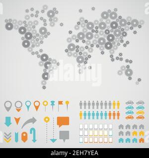 Cog Weltkarte Stock Vektor
