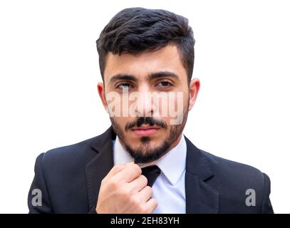 Mann trägt Anzug und denken über die Zukunft der sein Leben, Geschäft und Liebe Stockfoto