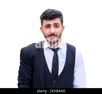 Ruhm und stolz auf den Mann, der seinen Anzug hält Jacke auf den Schultern und freut sich auf die anderen Von seinem Stolz zu anderen Stockfoto