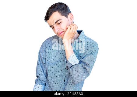 Junge arabische Kerl Gefühl Schmerzen in seinen Zähnen Stockfoto