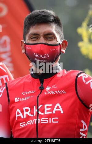 Gourdon, Frankreich. Februar 2021, 19th. Nairo Quintana ARKEA Samsic während der Tour 06-83, Tour des Alpes-Maritimes et du Var 2021, Etappe 1, Biot - Gourdon (186,8 km) am 19. Februar 2021 in Gourdon, Frankreich - Foto Laurent Sanson / LS Medianord / DPPI Quelle: DPPI Media/Alamy Live News Stockfoto