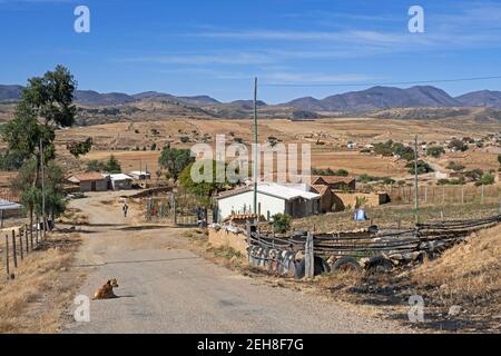 Ländliches Dorf auf dem Land auf dem Altiplano / Anden Plateau in den Anden, Chuquisaca Department, Bolivien Stockfoto