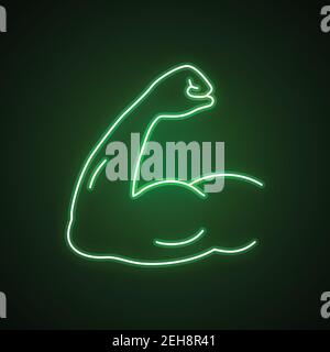 Arm Muskel Linie Neon-Symbol, Stärke Vektor-Symbol Stock Vektor