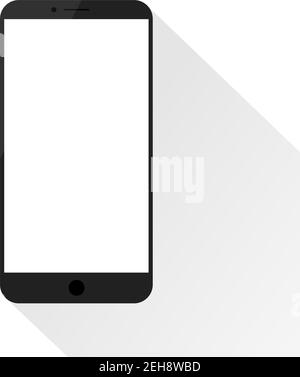 Einfaches Smartphone-Mockup mit leerem Bildschirm mit Blink. Heller Schatten und weißer Hintergrund. Stock Vektor