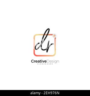 DR Initial Letter Handschrift Logo handgezeichnet bunte Box Vektor, Logo für Schönheit, Kosmetik, Hochzeit, Mode und Business, Und andere Stock Vektor