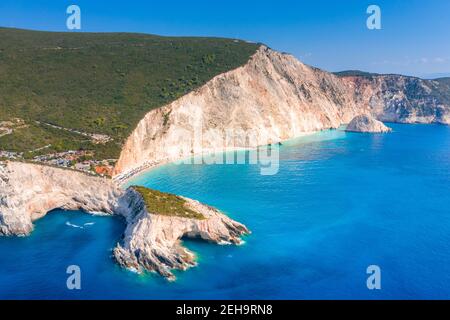 Berühmten Strand Porto Katsiki in Lefkada Insel, Griechenland. Stockfoto