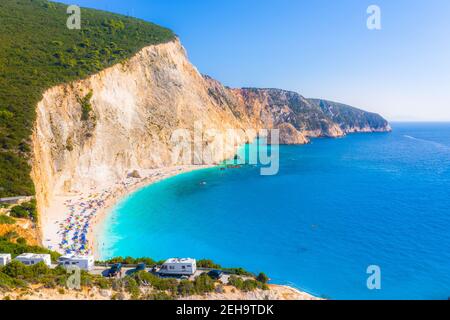 Berühmten Strand Porto Katsiki in Lefkada Insel, Griechenland. Stockfoto