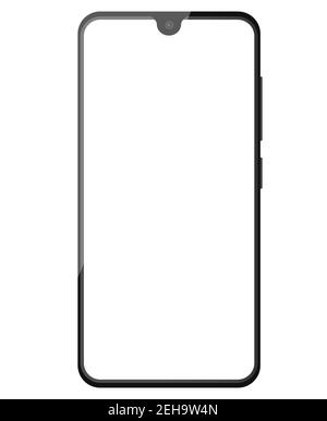 Modernes Smartphone flach mockup. UI-Designvorlage für Illustrationen. Graustufen auf weißem Hintergrund mit weißem Bildschirm und Blinken. Stock Vektor