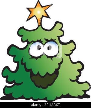 Vektor-Cartoon-Illustration eines glücklichen Weihnachtsgrün Baum Stock Vektor