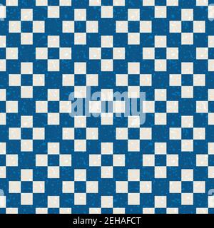 Marokkanischen Stil geometrische Vektor-Muster Hintergrund. Gitterhintergrund mit blau weißem Stein Terrazzo strukturierte unregelmäßige Raute und Quadrate. Mitte Des Jahrhunderts Stock Vektor