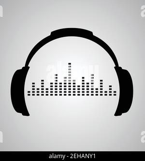 Kopfhörer-Symbol mit Klangwellen-Beats. Vektorgrafik flach. Stock Vektor