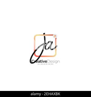 JA Initial Letter Handschrift Logo handgezeichnet bunte Box Vektor, Logo für Schönheit, Kosmetik, Hochzeit, Mode und Business, Und andere Stock Vektor
