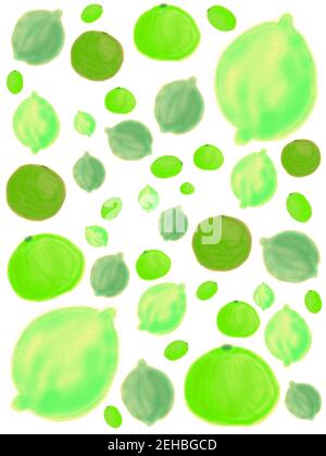 Digitale Illustration von bunten Zitrusfrüchten Stockfoto