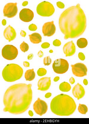 Digitale Illustration von bunten Zitrusfrüchten Stockfoto