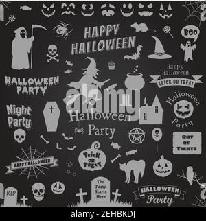 Set von halloween Etiketten und Elemente. Vektor Illustration Schablone Satz von halloween Etiketten und Elemente. Vektorgrafik Vorlage Stock Vektor