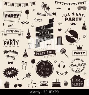 Set von Party-Symbole Vektor-Zeichen und Symbole Vorlagen für Ihr Design-Set von Party-Icons Vektor-Zeichen und Symbole Vorlagen für Ihr Design Stock Vektor