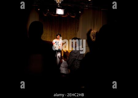 First Lady Michelle Obama spricht beim ersten Poetry Jam im Ostsaal des Weißen Hauses, 12. Mai 2009. Stockfoto