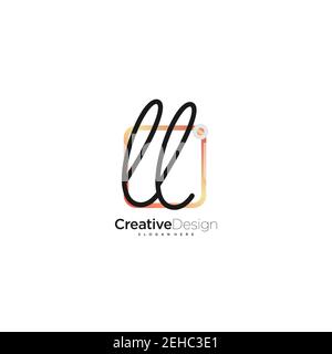 LL Initial Letter Handschrift Logo handgezeichnet bunte Box Vektor, Logo für Schönheit, Kosmetik, Hochzeit, Mode und Business, Und andere Stock Vektor