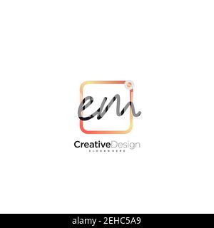 EM Initial Letter Handschrift Logo handgezeichnet bunte Box Vektor, Logo für Schönheit, Kosmetik, Hochzeit, Mode und Business, Und andere Stock Vektor