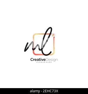 ML Initial Letter Handschrift Logo handgezeichnet bunte Box Vektor, Logo für Schönheit, Kosmetik, Hochzeit, Mode und Business, Und andere Stock Vektor