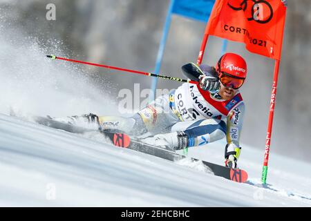 2/19/2021 - Leif Kristian Nestvold-Haugen (NOR) im Einsatz während der FIS Alpinen Ski-Weltmeisterschaften 2021 - Riesenslalom - Männer, alpines Skirennen in Cortina (BL), Italien, Februar 19 2021 (Foto by IPA/Sipa USA) Credit: SIPA USA/Alamy Live News Stockfoto