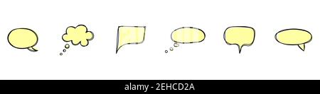 Satz von handgezeichneten Sprechblasen isoliert auf weißem Hintergrund.Vektor-Illustration. Stock Vektor