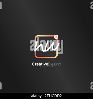 NW Initial Letter Handschrift Logo handgezeichnet bunte Box Vektor, Logo für Schönheit, Kosmetik, Hochzeit, Mode und Business, Und andere Stock Vektor