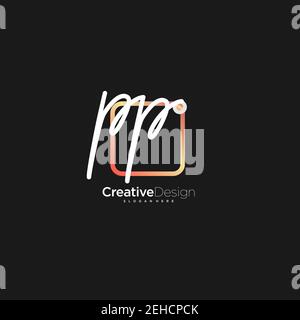 PP Initial Letter Handschrift Logo handgezeichnet bunte Box Vektor, Logo für Schönheit, Kosmetik, Hochzeit, Mode und Business, Und andere Stock Vektor