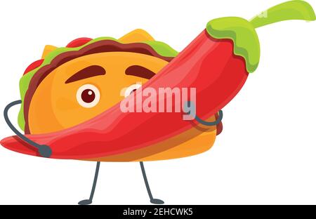 Taco mit Pfeffer-Symbol. Cartoon von Taco mit Pfeffer Vektor-Symbol für Web-Design isoliert auf weißem Hintergrund Stock Vektor