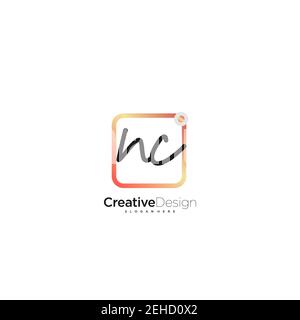 NC Initial Letter Handschrift Logo handgezeichnet bunte Box Vektor, Logo für Schönheit, Kosmetik, Hochzeit, Mode und Business, Und andere Stock Vektor
