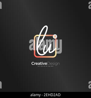 LU Initial Letter Handschrift Logo handgezeichnet bunte Box Vektor, Logo für Schönheit, Kosmetik, Hochzeit, Mode und Business, Und andere Stock Vektor