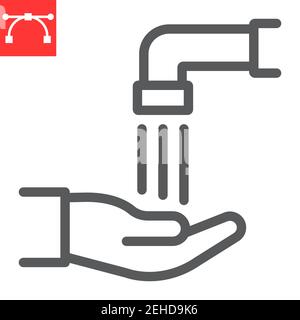 Islamische wudu Linie Symbol, glücklich ramadan und Händewaschen, Waschung Vektor-Symbol, Vektorgrafiken, editierbare Kontur Umriss Zeichen, eps 10. Stock Vektor