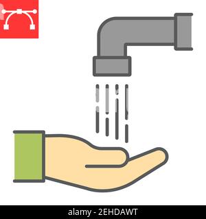 Islamische wudu Farbe Linie Symbol, glücklich ramadan und Handwäsche, Waschung Vektor-Symbol, Vektorgrafiken, editierbare Kontur gefüllt Umrisszeichen, eps 10. Stock Vektor