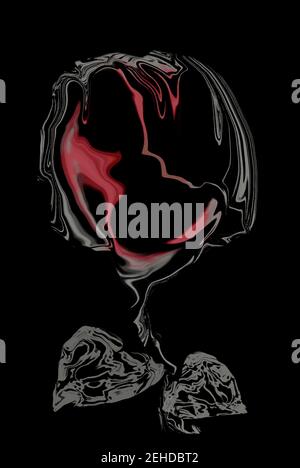 Abstrakter Vektor handgezeichnete Alkoholtinte flüssige Aquarell-Bild. Rote Rose im Dunkeln, Illustration, transparente Textur Stock Vektor