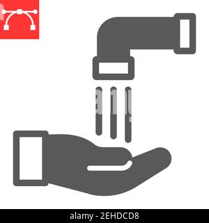 Islamische wudu glyph Symbol, glücklich ramadan und Händewaschen, Waschung Vektor-Symbol, Vektorgrafiken, editierbare Strich solid Zeichen, eps 10. Stock Vektor
