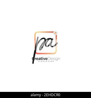 PA Initial Letter Handschrift Logo handgezeichnet bunte Box Vektor, Logo für Schönheit, Kosmetik, Hochzeit, Mode und Business, Und andere Stock Vektor