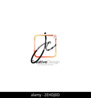 JC Initial Letter Handschrift Logo handgezeichnet bunte Box Vektor, Logo für Schönheit, Kosmetik, Hochzeit, Mode und Business, Und andere Stock Vektor