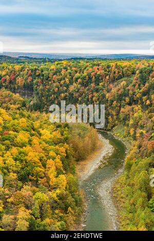 Great Bend, Genesee River und Gorge im Letchworth State Park, Wyoming County, New York Stockfoto